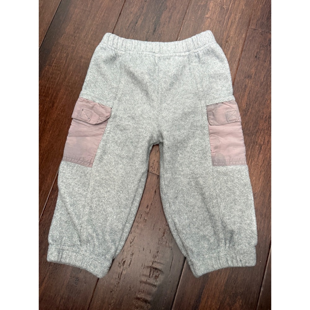 Vintage TKS Basics Kids Heather Gray Fleece Cargo Jogger Pants 18 Months